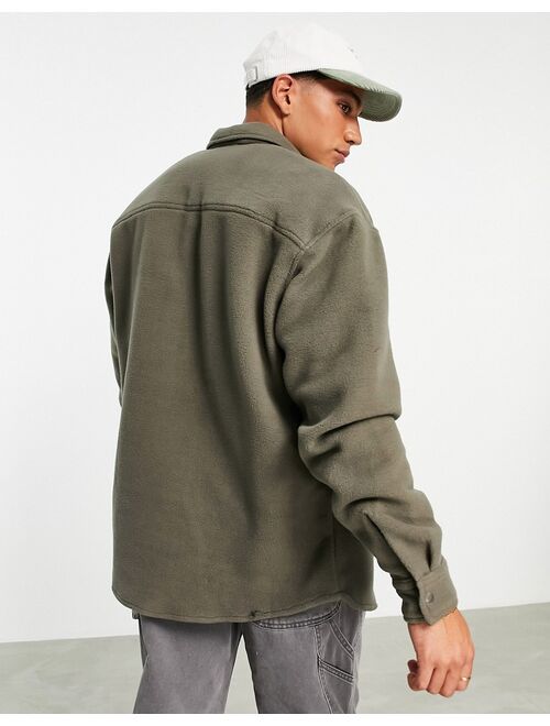 Asos Design 90s oversized fleece shirt in charcoal