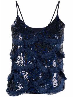 fringed sequinned camisole
