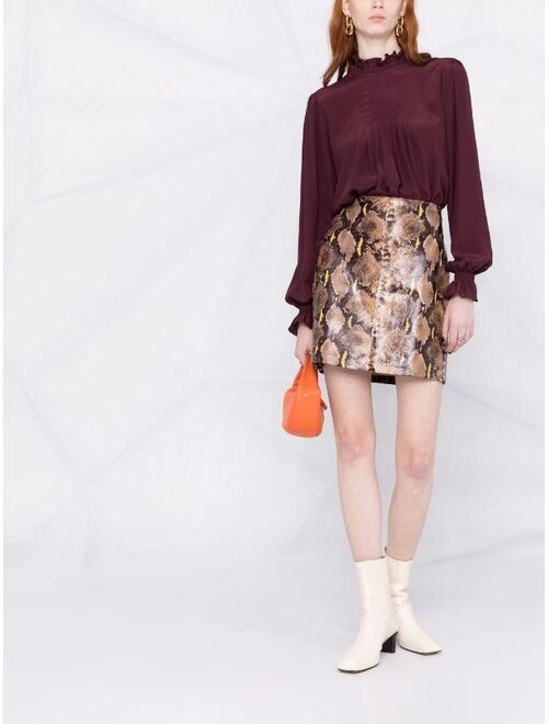 Pinko high-waisted snakeskin-effect skirt