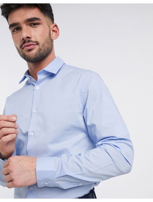 Asos Design stretch slim fit work shirt in blue