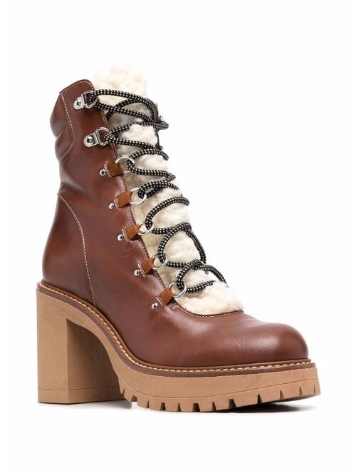 Pinko shearling lace-up ankle boots