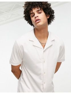relaxed fit jersey shirt in off white