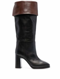 knee-length high-heeled boots