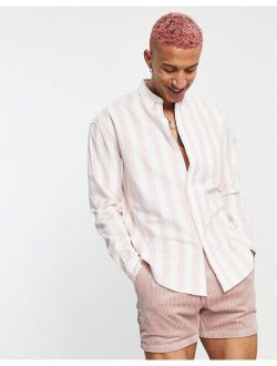 90s oversized shirt in pink oxford stripe