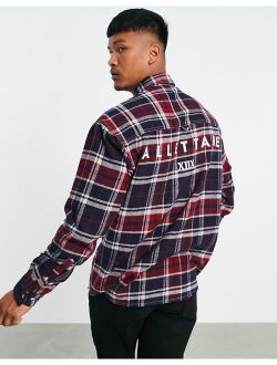 90s oversized shirt in brushed flannel check with back text print