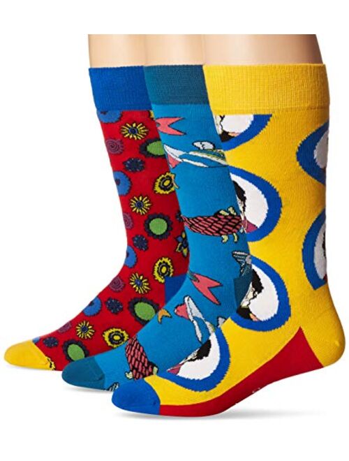 Happy Socks Unisex The Beatles Limited Edition multi-color Submarine EP Collector's Box (3 Pair)