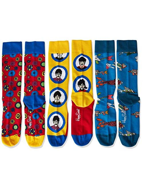 Happy Socks Unisex The Beatles Limited Edition multi-color Submarine EP Collector's Box (3 Pair)