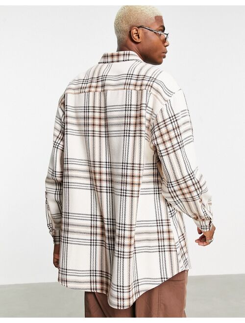Asos Design 90s oversized shirt in neutral twill check