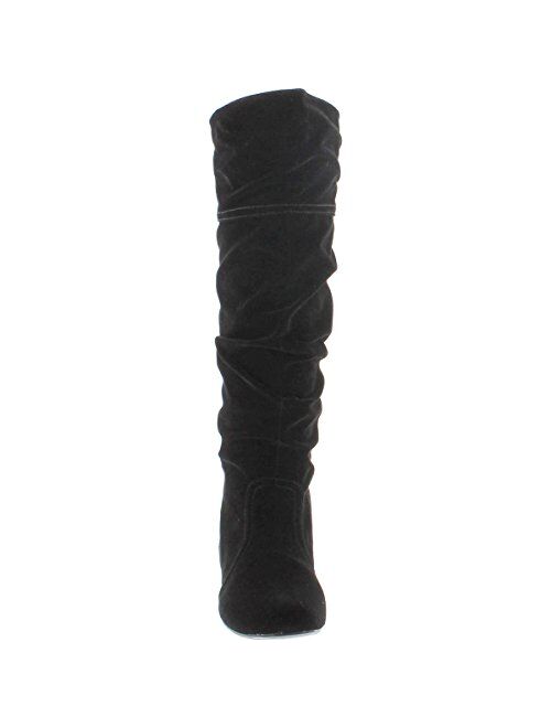 Qupid Women's Neo144 Leatherette Basic Slouchy Knee High Flat Boot