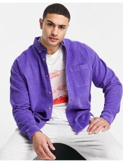 90s oversized cord shirt in purple