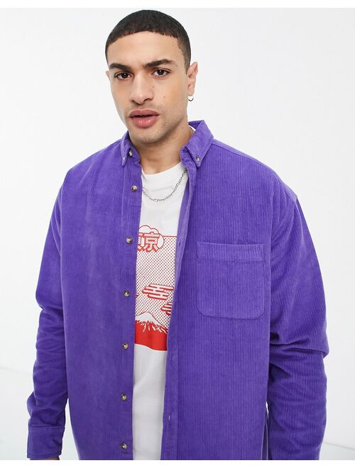 Asos Design 90s oversized cord shirt in purple