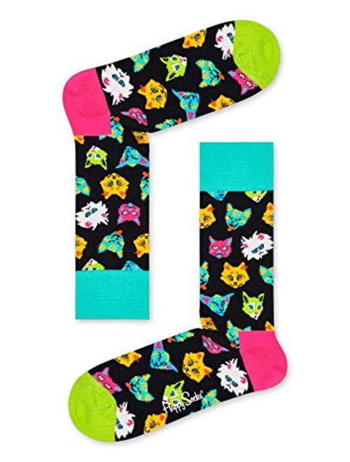 Happy Socks Cat Themed Gift Box, 2 Pairs of Crew Socks