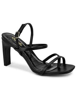 Kaylee Heels for Women - Sand Faux Leather Sling Back Sandals
