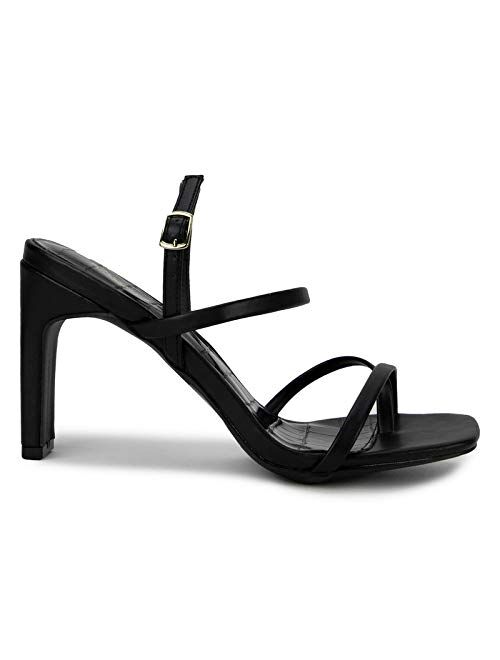 Qupid Kaylee Heels for Women - Sand Faux Leather Sling Back Sandals