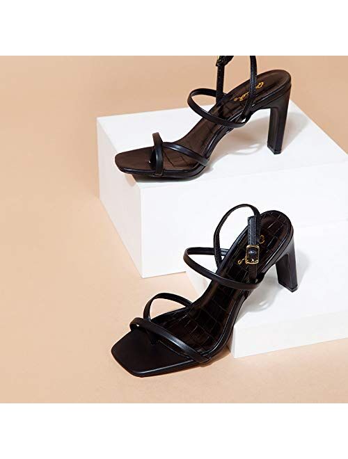 Qupid Kaylee Heels for Women - Sand Faux Leather Sling Back Sandals
