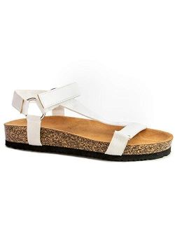 Luka Sandals for Women - Faux Leather Cork Boho Cross Band Sandals