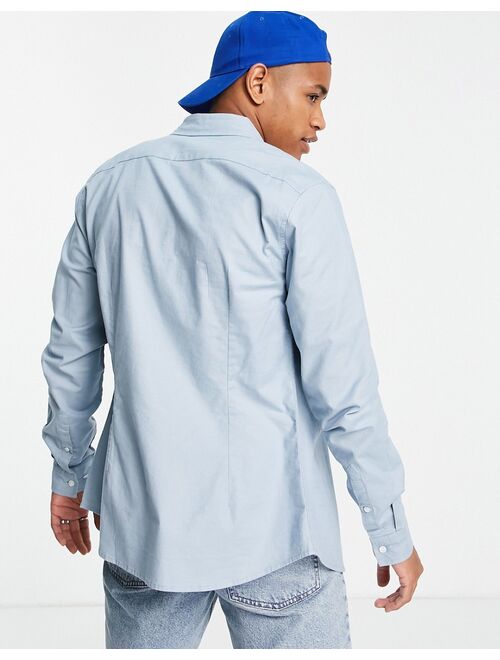 Asos Design slim oxford shirt in blue