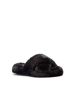 Cari House Slippers for Women - Faux Fur Cross Band Fluffy Indoor Slipper
