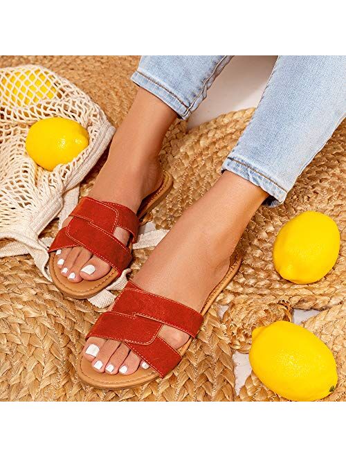 Qupid Archer Slides for Women - Crisscross Band Sandals