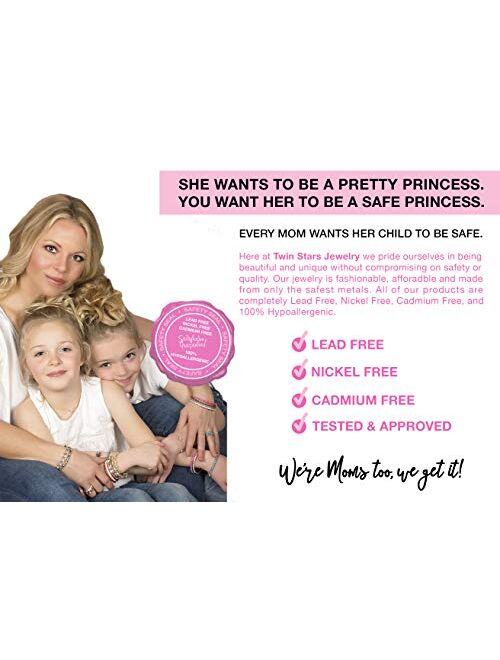 Little Miss Twin Stars Kids Earrings - 14k Gold Plated Flower Leverback Earrings-Hypoallergenic and Nickel Free For Sensitive Ears