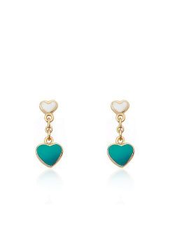 Frosted Flowers Small Heart With Flower Dangle 14k Gold-Plated Earring