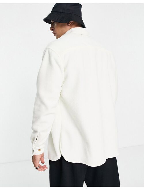 Asos Design 90s oversized fleece shirt in ecru