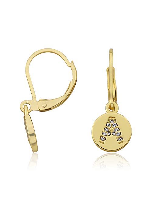 Little Miss Twin Stars 14K Gold Plated Earring Initial Alphabet Letter Leverback Earrings A - Z - Hypoallergenic and Nickel Free For Sensitive Ears