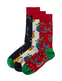 Unisex Christmas Box Set, 3 Pairs of Patterned Crew Socks