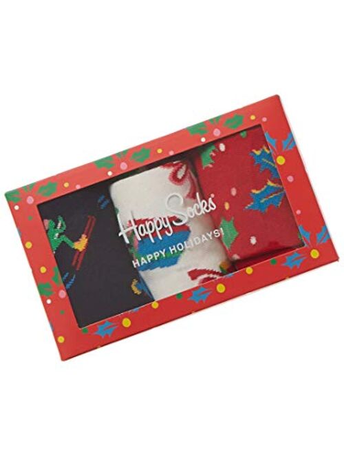 Happy Socks Unisex Christmas Box Set, 3 Pairs of Patterned Crew Socks