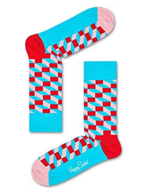 Happy Socks for Men, Women | Casual, Colorful, Fun, Unique Patterns | Premium Cotton Sock (Filled Optic, Pink, Size 9-11)