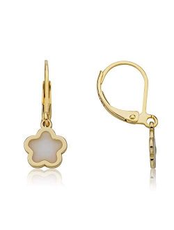 Girls Jewelry - 14K Gold Plated Transparent Enamel Dangle Leverback Earring - Hypoallergenic and Nickel Free For Sensitive Skin