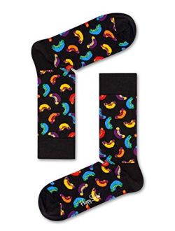 for Men and Women | 1 Pair, Colorful, Fun, Unique, Food Themed Printed Patterns | Premium Cotton Sock (Hotdog, Black, 10-13)