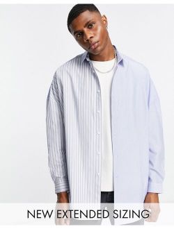 90s oversized shirt with patchwork spliced stripe