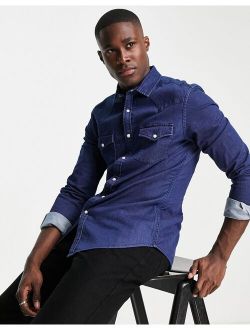 skinny western denim shirt in indigo