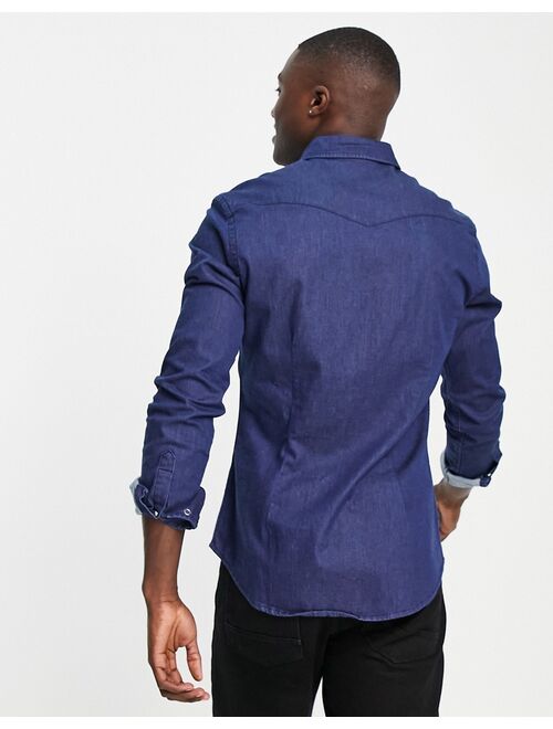 Asos Design skinny western denim shirt in indigo