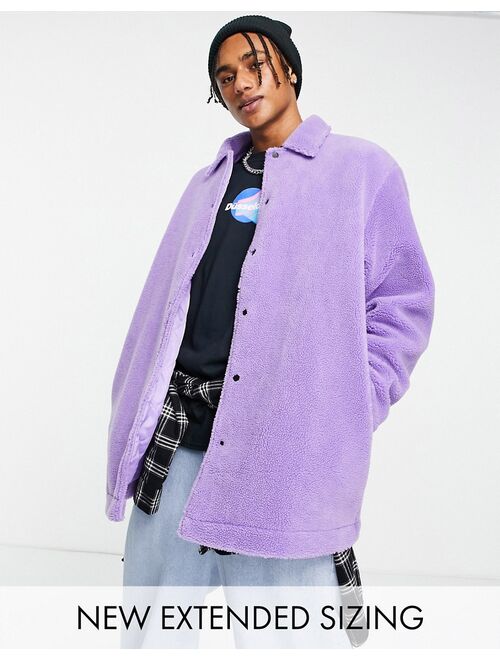 Asos Design oversized shacket in lilac borg