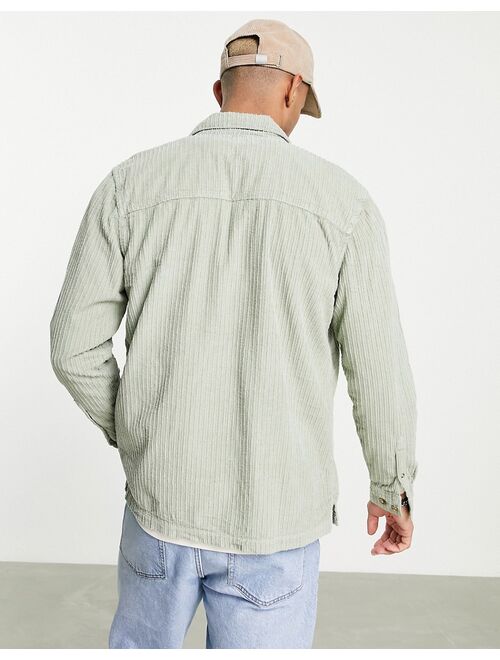 Asos Design irregular cord overshirt in mint