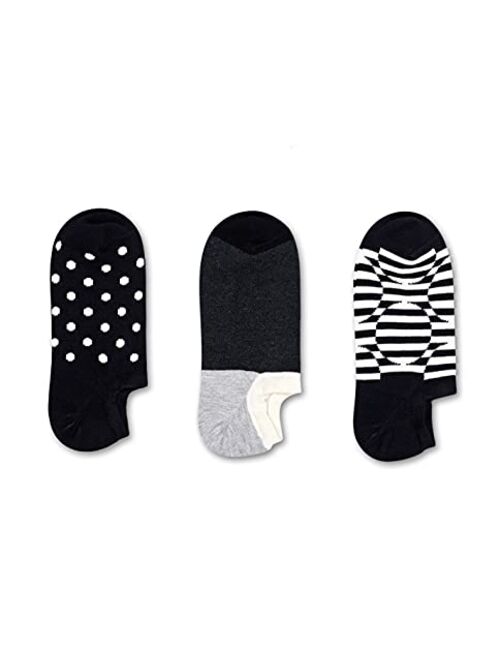 Happy Socks Womens 3-Pack Optic Dot Sneaker Liner Black/White/Grey Women's Shoe Size 9-11 One Size