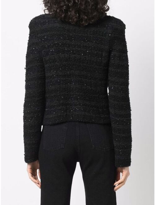 structured-shoulder knit cardigan