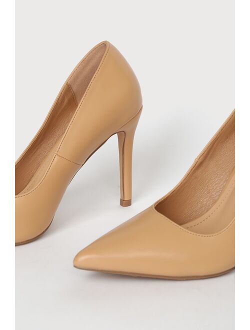 Lulus Lavanya Naked Hazelnut Pointed-Toe Pumps