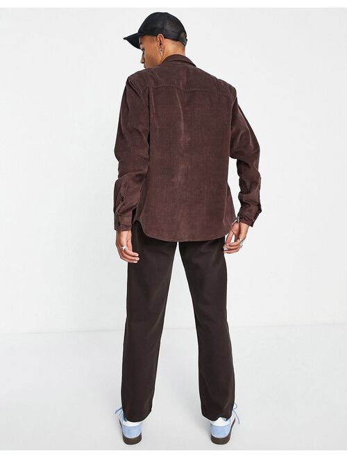 Asos Design oversized corduroy shirt with Western detail in brown