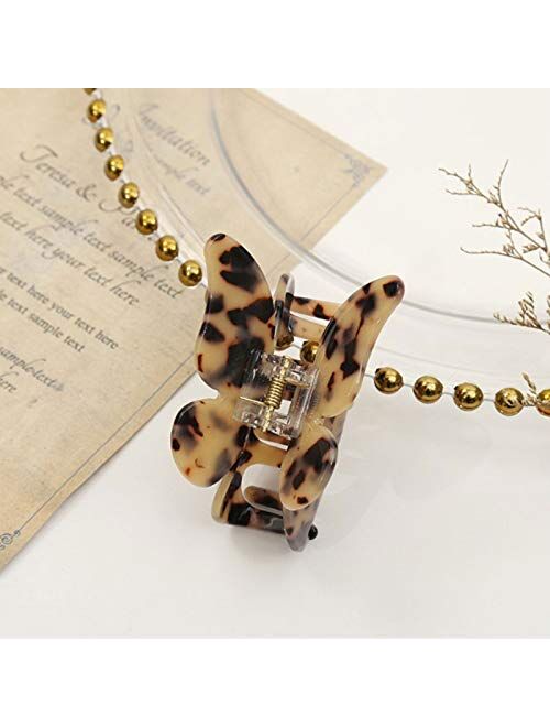 Guanke 3PCS Acrylic Hair Claw Butterfly Tortoise Shell Hair Clip Celluloid French Design Leopard Print Hair Clips for Women (Color A)