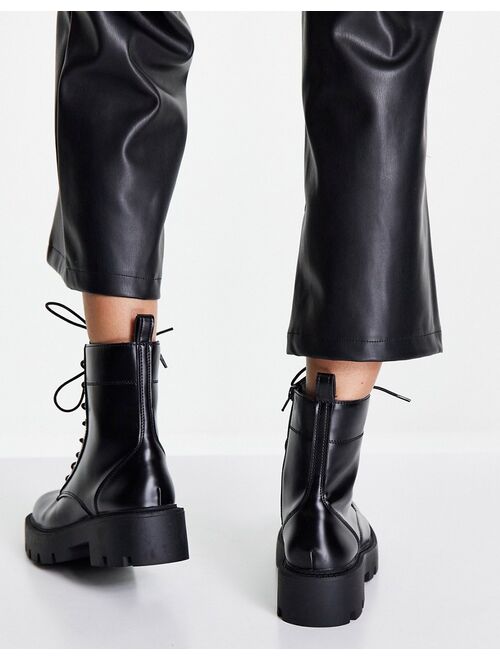Mango lace up ankle boots in black