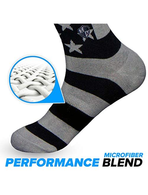 S A Store S A Polynesian Black & White Crew Socks for Men & Women - Quick Drying Performance Fiber Blend with Reinforced Toe & Heel