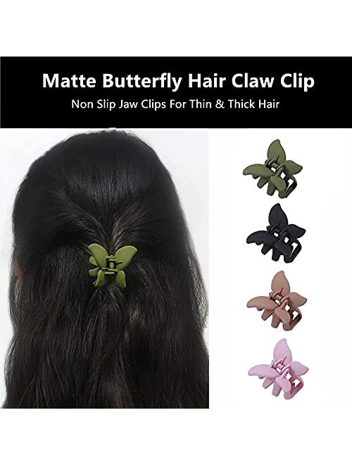 NuAngela Butterfly Hair Clips For Women And Girls, 1.5 Inch Medium Hair Claw Clip, 4pcs Non-Slip Fashion Jaw Clips, Strong Hold Thin And Thick Hair, Styling Accessories H