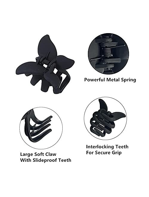 NuAngela Butterfly Hair Clips For Women And Girls, 1.5 Inch Medium Hair Claw Clip, 4pcs Non-Slip Fashion Jaw Clips, Strong Hold Thin And Thick Hair, Styling Accessories H