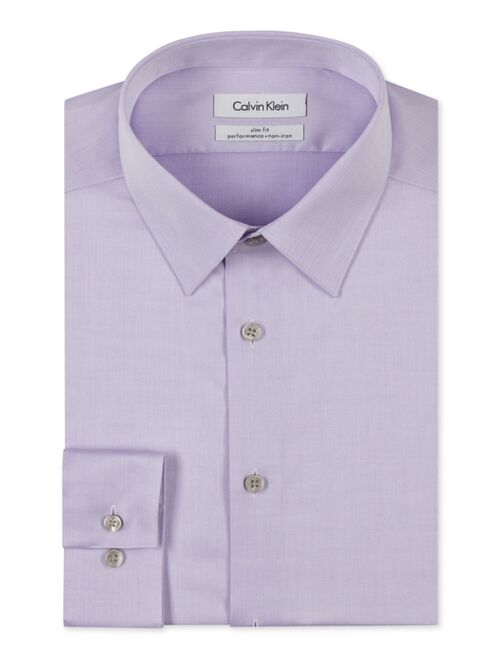 Calvin Klein Men's Slim Fit Non Iron Performance Herringbone Point Collar Dress Shirt