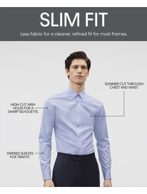 Calvin Klein Men's Slim Fit Non Iron Performance Herringbone Point Collar Dress Shirt