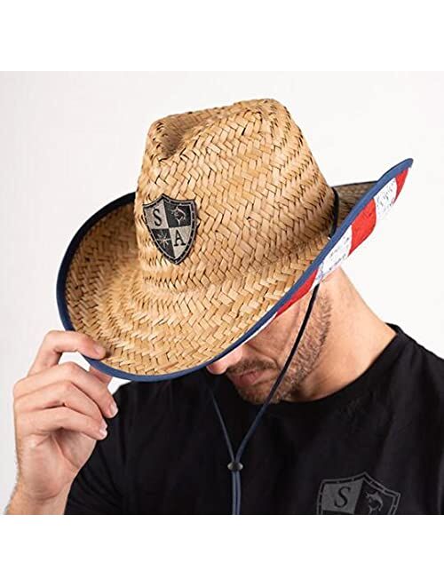 S A Store S A Co. Cowboy Under Brim Straw Hat - Cowboy Sun Hat for Men and Women - UPF 50+ UV Protection Sun Hat