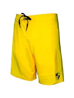 S A Men's Neon Yellow - Black SA Shield 20" 4-Way Stretch Boardshort